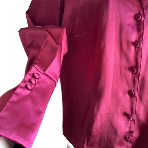 Tailor by B. Moss Red Long Sleeve Blouse Size: Large - Picture 3 of 5